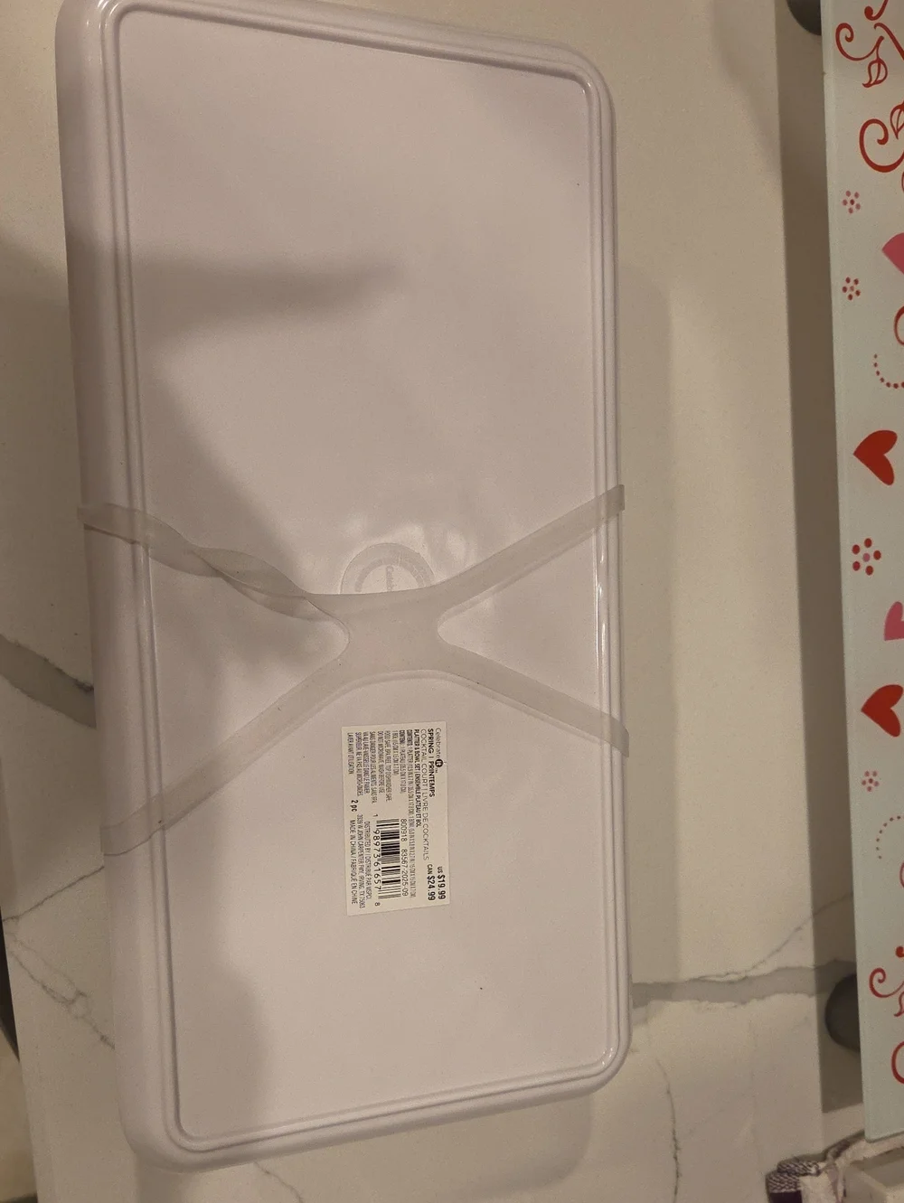 White Plastic Snack Server with Multicolor Paddle Tray